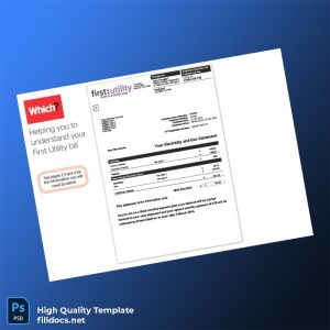 United Kingdom First Utility Editable Utility Bill Template in Word and PDF formats