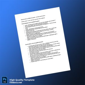 United Kingdom HM Revenue Customs Editable Proof Of Identity List Template in Word and PDF formats