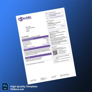 United Kingdom Huddle Energy Editable Utility Bill Template in Word and PDF formats