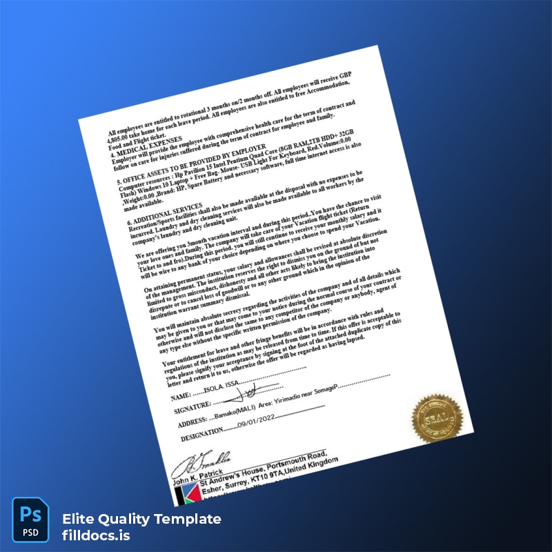 Fillable United Kingdom Keltbray Group Employment Verification Letter Template in Word and PDF formats page 2 Page Preview - FillDocs