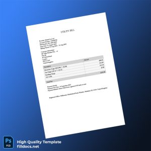United Kingdom Millstream Editable Utility Bill Template in Word and PDF formats
