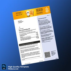 United Kingdom N_A Editable Electricity Bill Template in Word and PDF formats