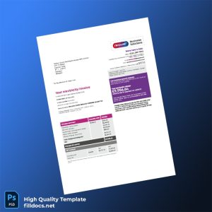 United Kingdom Npower Business Solutions Editable Electricity Bill Template in Word and PDF formats