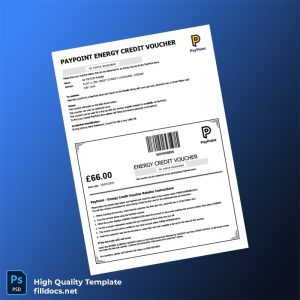 United Kingdom PayPoint Editable Energy Credit Voucher Template in Word and PDF formats