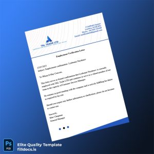 Fillable United Kingdom T L Trade LTD Employment Verification Letter Template - Word/PDF Template Preview - FillDocs