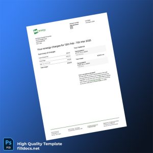United Kingdom Unknown Editable Utility Bill Template in Word and PDF formats