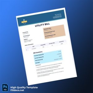 United States ABC Power Company Editable Utility Bill Template in Word and PDF formats