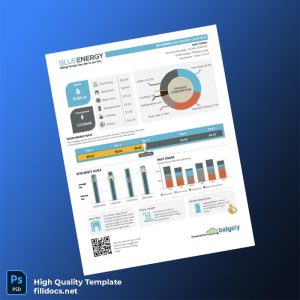 United States Blue Energy Editable Utility Bill Template in Word and PDF formats