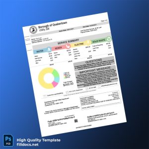 United States Borough Of Quakertown Editable Utility Bill Template in Word and PDF formats