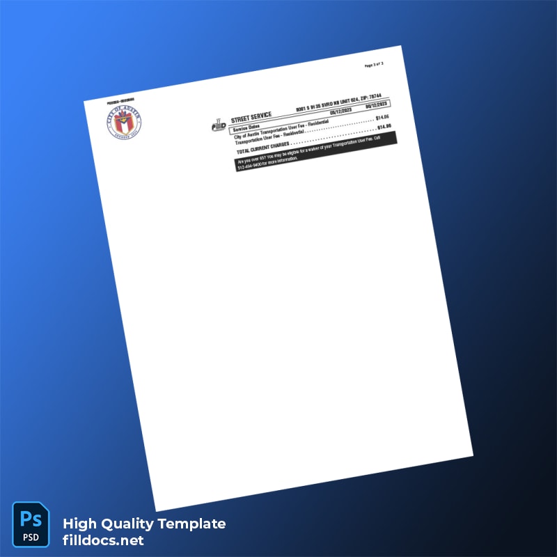 United States City Of Austin Editable Utility Bill Template in Word and PDF formats page 3