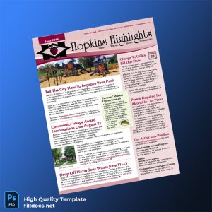 United States City Of Hopkins Editable Community Newsletter Template in Word and PDF formats