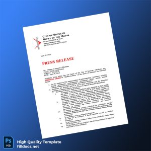 United States City Of Spencer Oklahoma Editable Press Release Template in Word and PDF formats