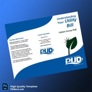 United States Clallam County PUD Editable Utility Bill Template in Word and PDF formats