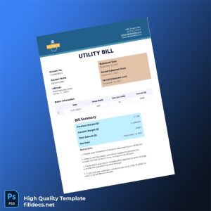 United States Editable Utility Bill Template in Word and PDF formats
