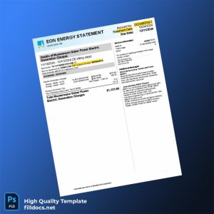 United States Eon Energy Ltd Editable Electricity Bill Template in Word and PDF formats