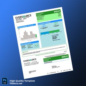 United States Eversource Editable Electricity Bill Template in Word and PDF formats
