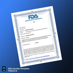 Fillable United States FDA Registration Certificate Template - Word/PDF Template Preview