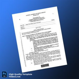 United States General Assembly Of North Carolina Editable House Bill Template in Word and PDF formats