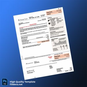 United States Georgia Power Editable Electricity Bill Template in Word and PDF formats