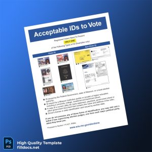 United States Government State Of Missouri Editable Acceptable IDs Template in Word and PDF formats