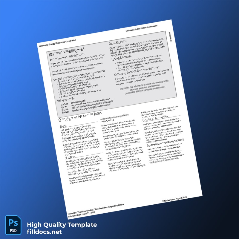 United States Minnesota Energy Resources Corporation Editable Utility Bill Template in Word and PDF formats page 2