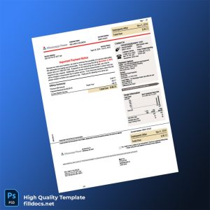United States Mississippi Power Editable Electricity Bill Template in Word and PDF formats