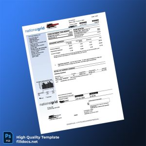 United States National Grid Editable Electricity Bill Template in Word and PDF formats