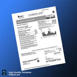 United States PEPCO Editable Electricity Bill Template in Word and PDF formats