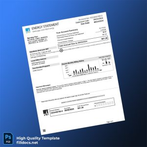 United States Pacific Gas And Electric Company Editable Bank Statement Template in Word and PDF formats