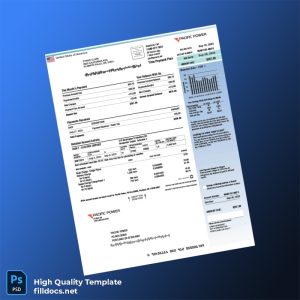 United States Pacific Power Editable Utility Bill Template in Word and PDF formats