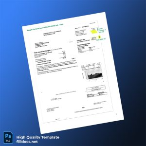 United States Portland General Electric Editable Utility Bill Template in Word and PDF formats