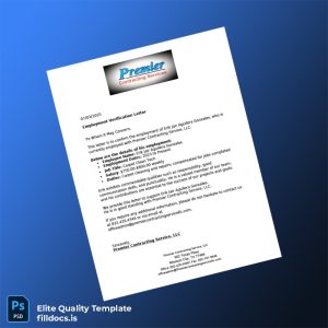 Fillable United States Premier Contracting Service LLC Employment Verification Letter Template - Word/PDF Template Preview - FillDocs