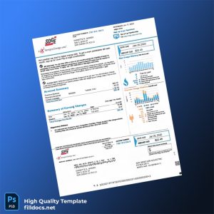 United States San Diego Gas Electric Editable Utility Bill Template in Word and PDF formats