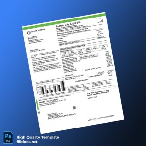 United States Seattle City Light Editable Electricity Bill Template in Word and PDF formats