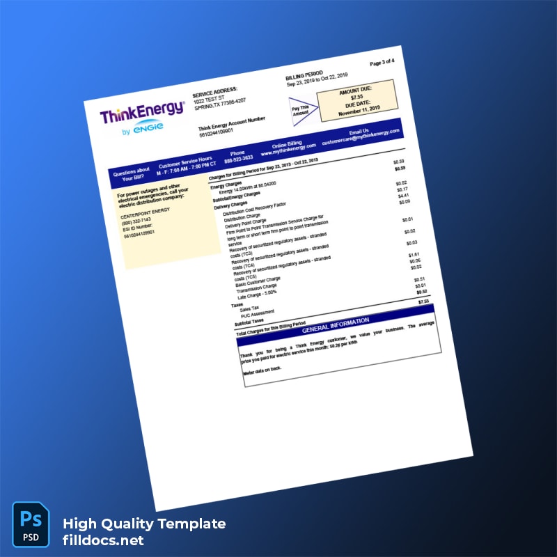 United States Think Energy Editable Utility Bill Template in Word and PDF formats page 3