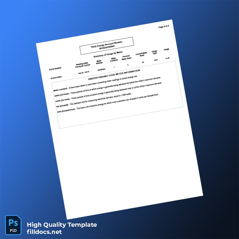 United States Think Energy Editable Utility Bill Template in Word and PDF formats page 4