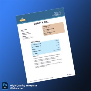 United States Unknown Editable Utility Bill Template in Word and PDF formats