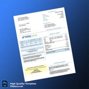 United States Utility Smart Editable Utility Bill Template in Word and PDF formats