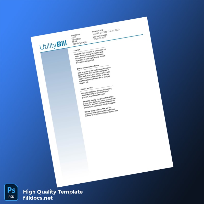 United States UtilityBill Editable Electricity Bill Template in Word and PDF formats page 2