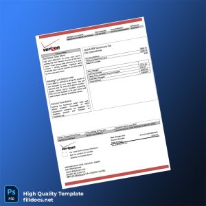United States Verizon Editable Utility Bill Template in Word and PDF formats