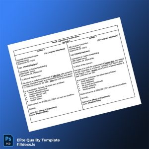 Fillable United States Work Experience Verification Letter Template - Word/PDF Template Preview - FillDocs