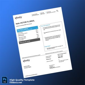 United States XFINITY Editable Utility Bill Template in Word and PDF formats
