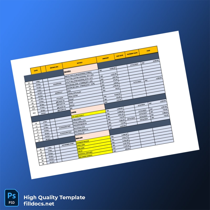 Unknown Editable Invoice Template in Word and PDF formats