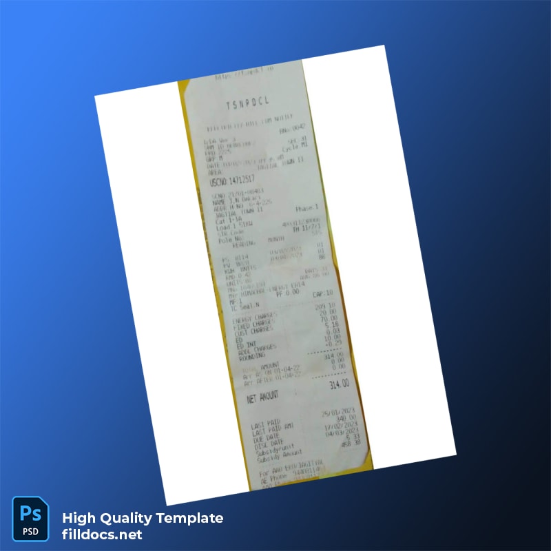 Unknown Editable Utility Bill Template in Word and PDF formats