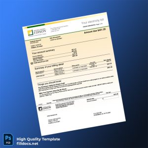 Utility Company Editable Utility Bill Template in Word and PDF formats