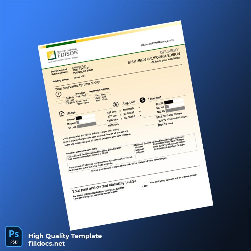 Utility Company Editable Utility Bill Template in Word and PDF formats page 3