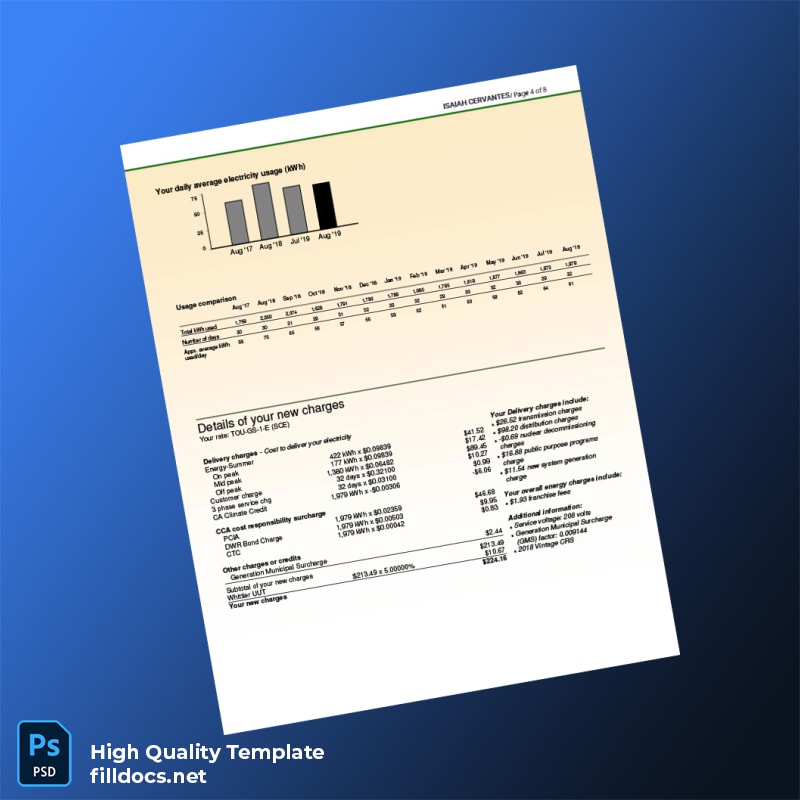 Utility Company Editable Utility Bill Template in Word and PDF formats page 4