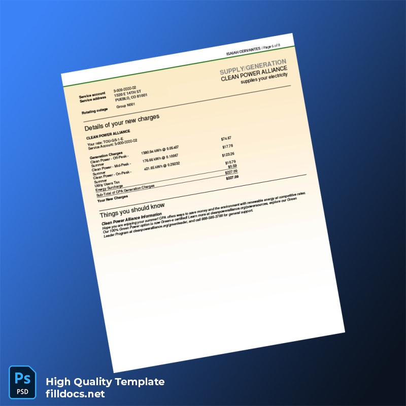 Utility Company Editable Utility Bill Template in Word and PDF formats page 6
