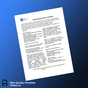 Fillable Venezuela National Institute of Land Transportation Vehicle Registration Certificate Template - Word/PDF Template Preview