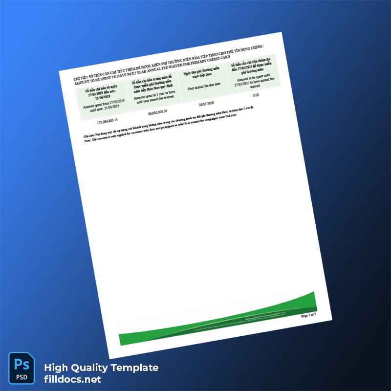 Vietnam Bank Statement Template in Word and PDF formats page 3